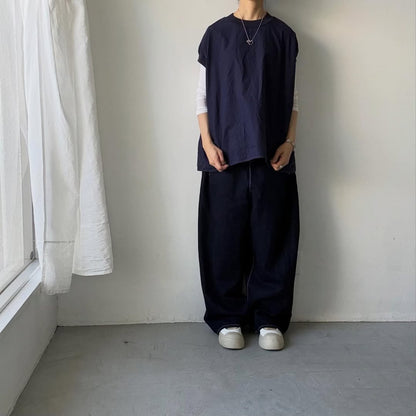 homspun コンパクトウェザーノースリーブ(オーバーサイズ)  ネイビー