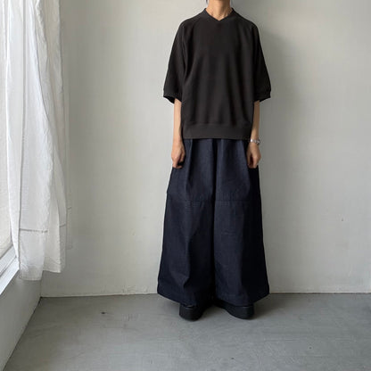 atelier naruse  コットン半袖スウェットシャツ　スミクロ