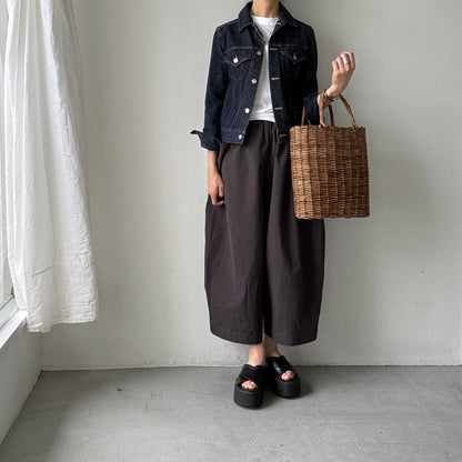 atelier d'antan Perriereコットンワイドパンツ　ダークグレーsize 1