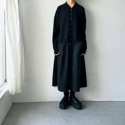 atelier naruse  コットンウールニットカーディガン　ブラック