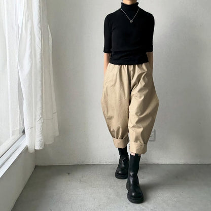 ゴーシュ  オーガニックダックコットンストレートラインパンツ　ベージュ