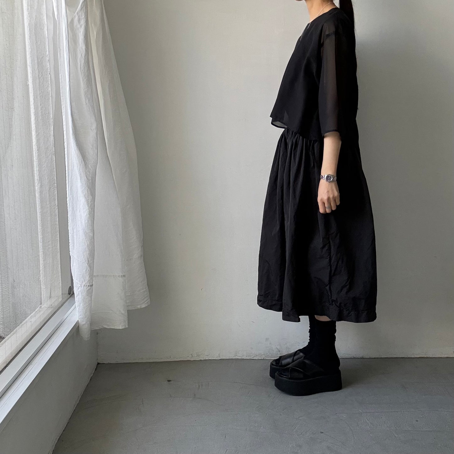 TENNE HANDCRAFTED MODERN オーガンジーショートプルオーバー