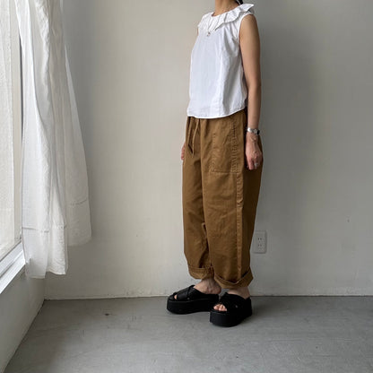 homspun 高密度ウエポンギャザーパンツ　キャメル
