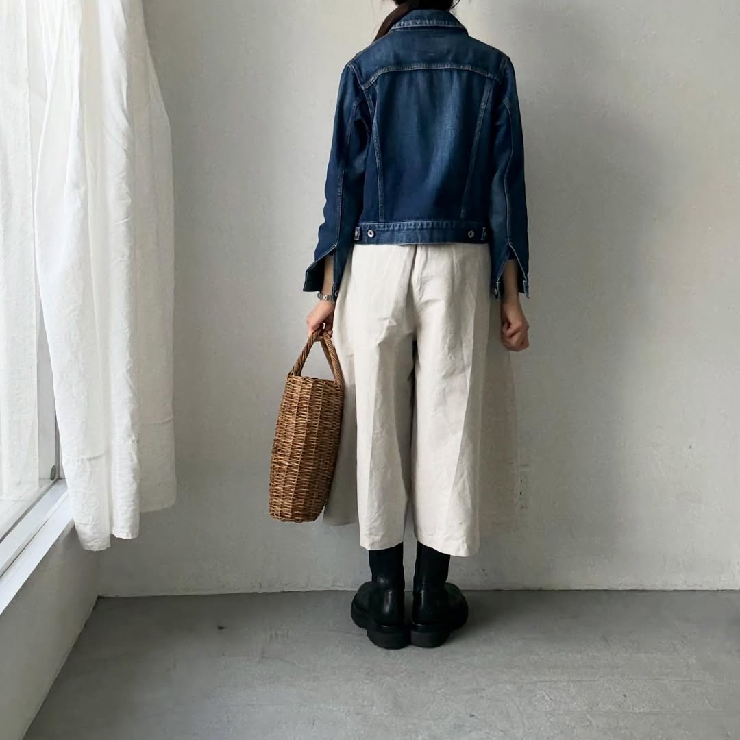 MAGALI ハイカウントコットンリネンコクーンパンツ　オートミール