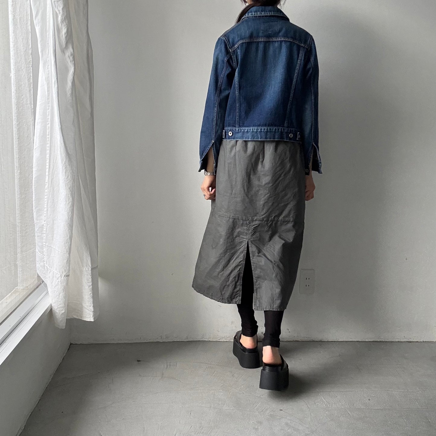 homspun コットンラミーマット2重スカート　グリーン
