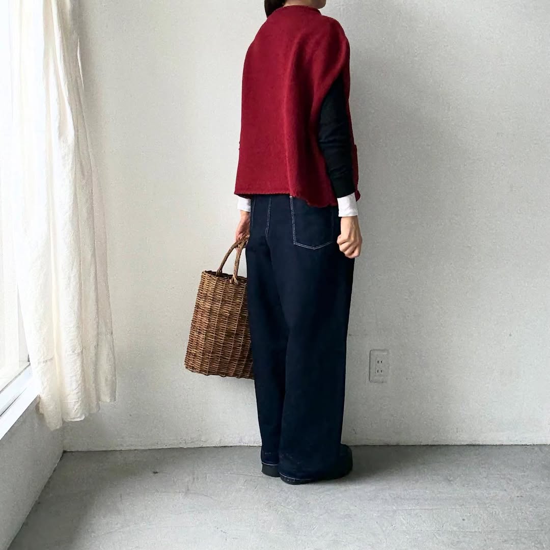 atelier d'antan Rude ウールニットベスト　ダークレッド