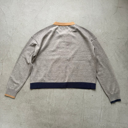 🟡土曜日入荷分予約受付中🟡atelier naruse  コットンウールVネックニットカーディガン　グレーマルチカラー
