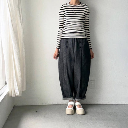 MAGALI コットンリネンデニムマリンパンツ