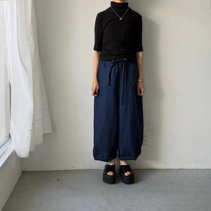 MAGALI インディゴリネンロングパンツ