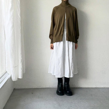 homspun ソフトコットンジップアップカーディガン　カーキ