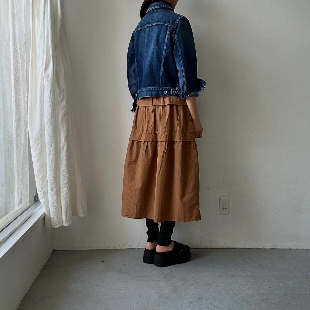 homspun コットンミニチェックティアードスカート