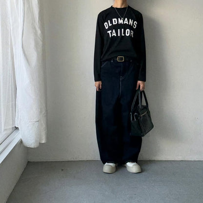 OLDMANS TAILOR OMTラバープリント長袖Tシャツ　ブラック