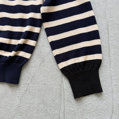 atelier naruse ウールコットンボーダーニット　ネイビー×ブラック