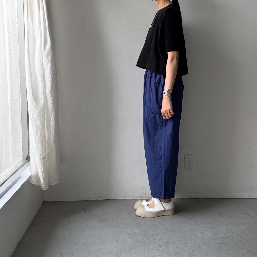 homspun パルキーシーチングコットンギャザーパンツ　ブルー