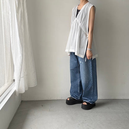 TENNE HANDCRAFTED MODERN オーガンジー2wayショートドレス　ホワイト