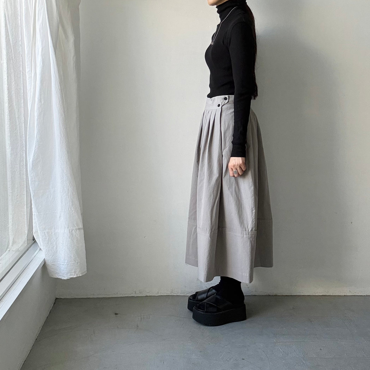 MAGALI オールドコットンラップ風スカート　グレー