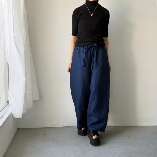 MAGALI インディゴリネンロングパンツ