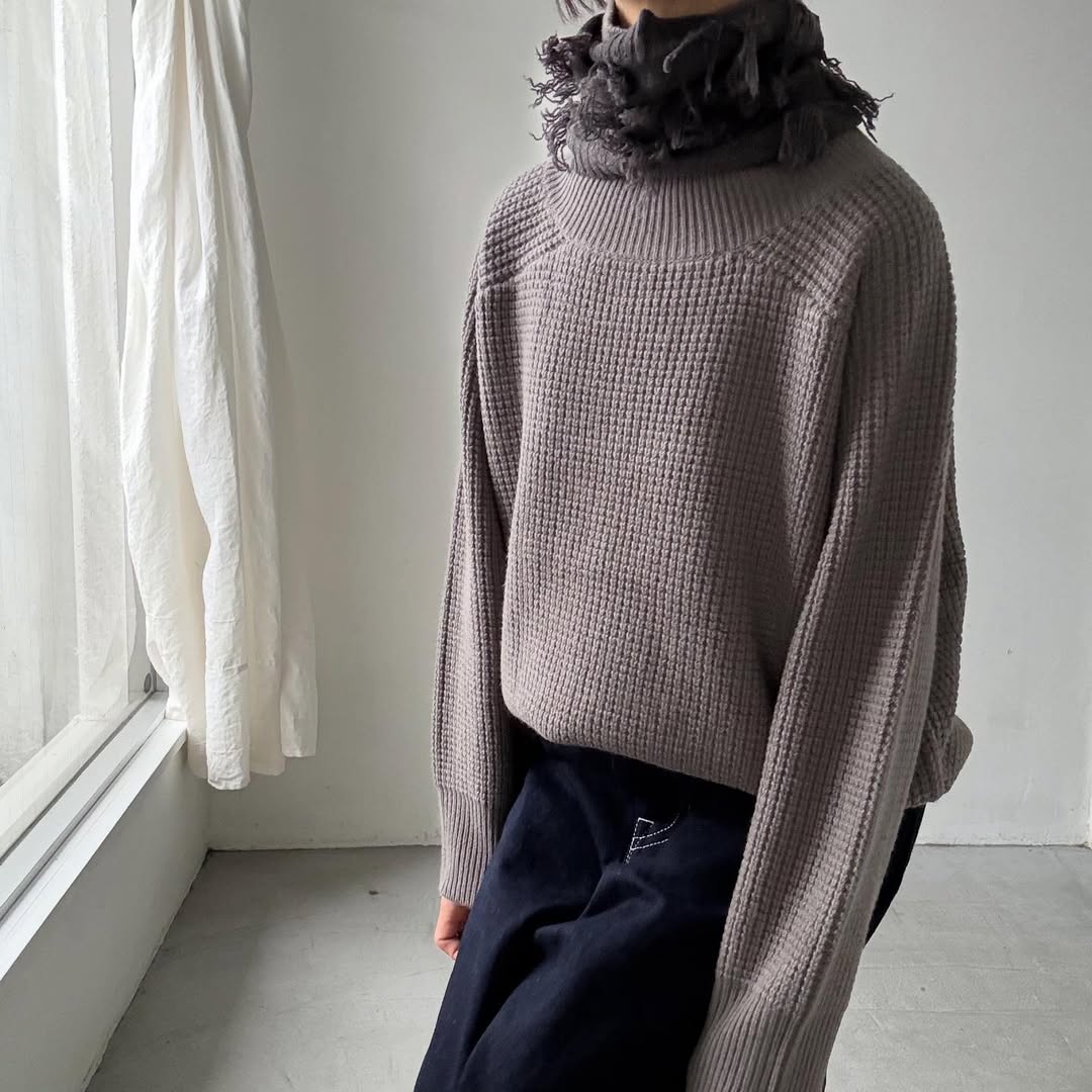homspun ラムフリンジネックウォーマー　グレー