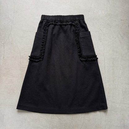 R&D.M.Co  コットンウールフリルデコレーションスカート　ブラック