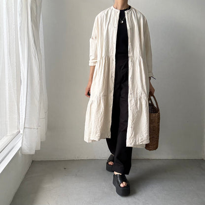 jujudhau デッドストックコットンティアードドレス　ナチュラル(ネップ)