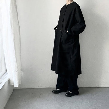 atelier d'antan Mauryノーカラーコットンコート