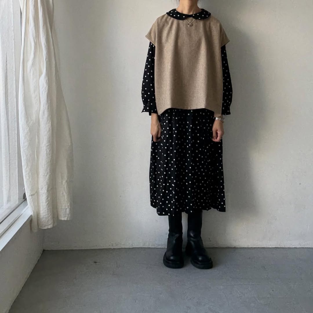 Linenya  ウール混ベスト　ベージュ