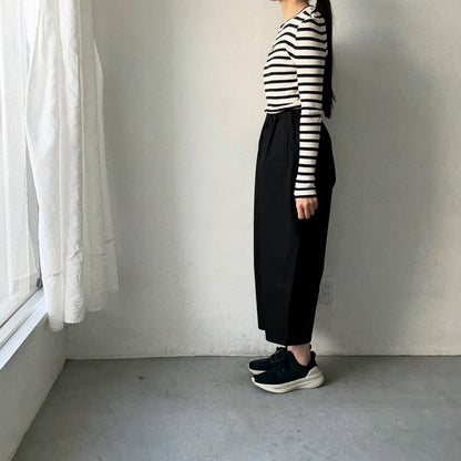 ゴーシュ  オーガニックダックコットンストレートラインパンツ　ブラック