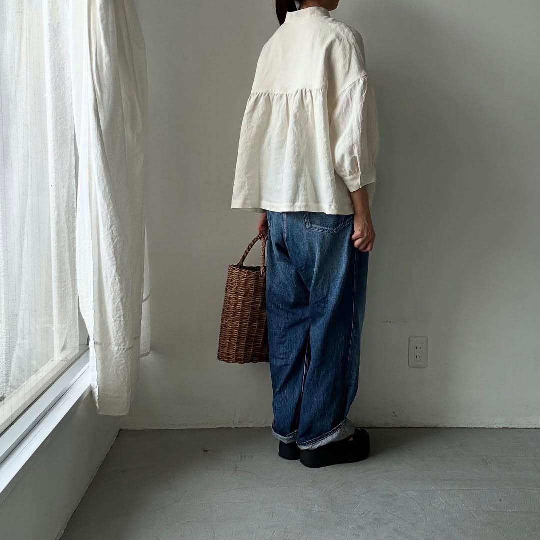 Linenya  リネンスタンドカラーブラウス　ホワイト