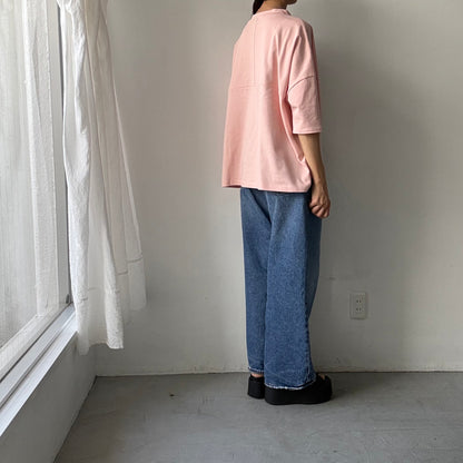 🟡水曜日入荷分予約受付中🟡 
Linenya  テラヴェ7分袖Tシャツ　ペールピンク