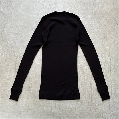 homspun 丸胴テレコクルーネック長袖プルオーバー　ブラック