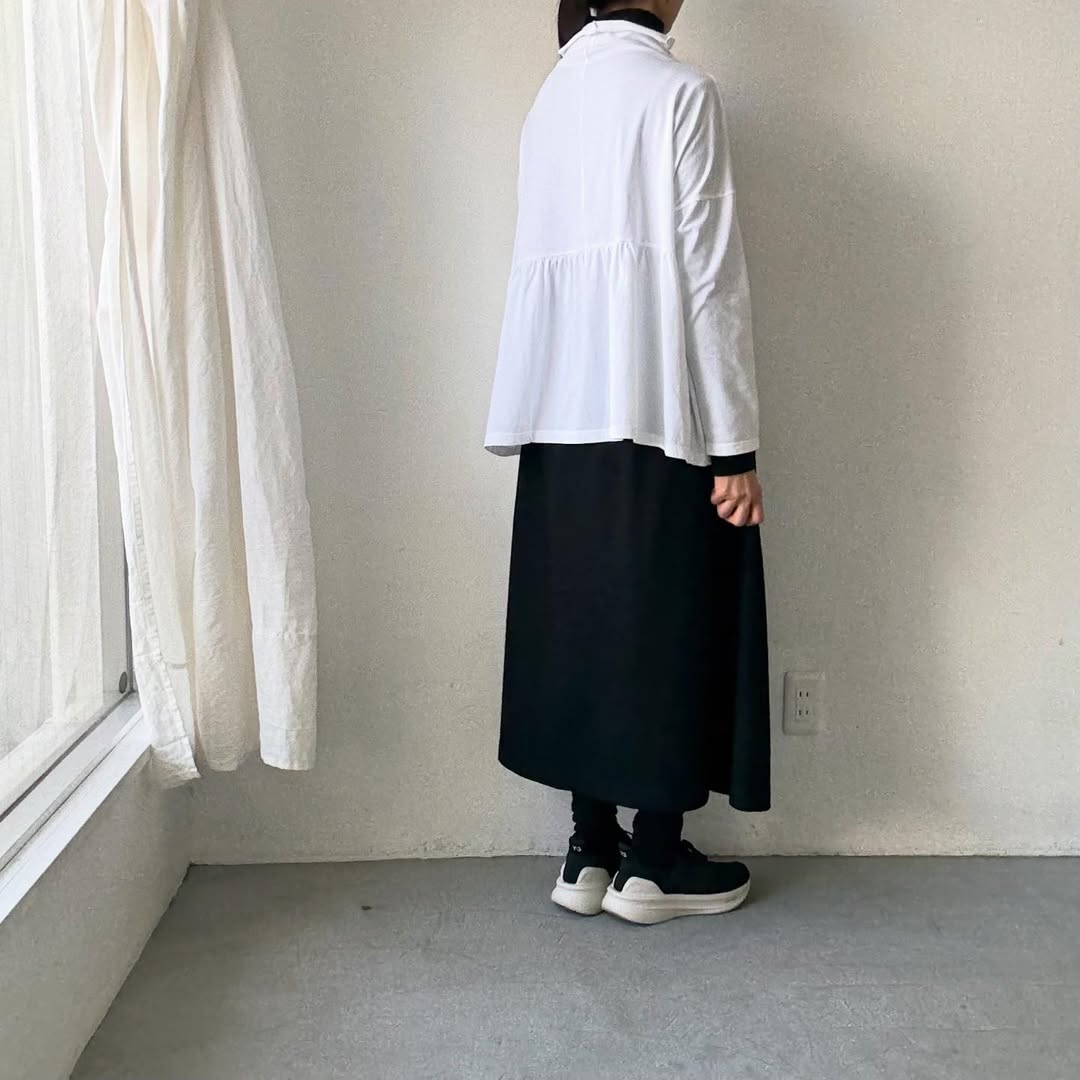 homspun 天竺ハイネックギャザープルオーバー　ホワイト