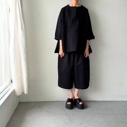 atelier d'antan Bouvetコットンプルオーバー　ブラック