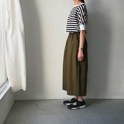ゴーシュ  コットンポプリンワイドパンツ　カーキ