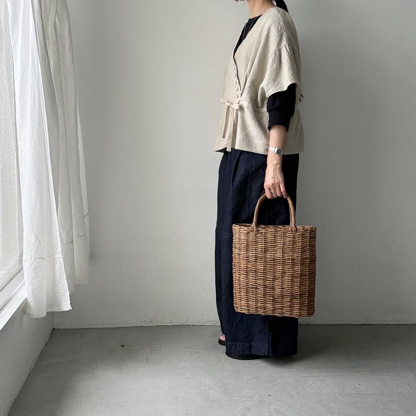 MAGALI  トリプルウォッシュリネンカシュクールジレ　ナチュラル