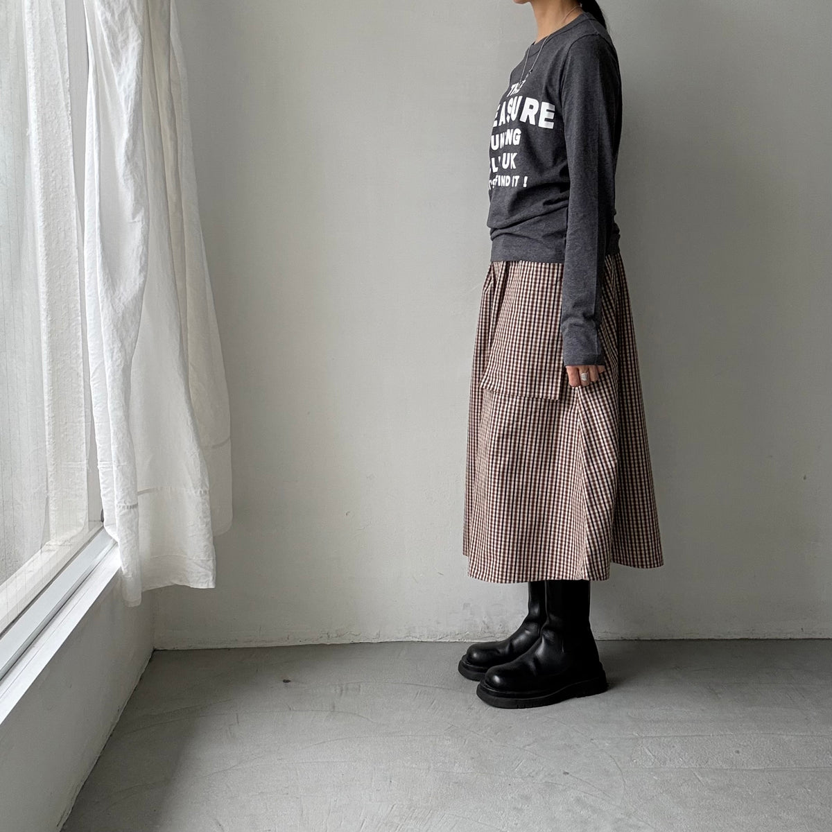 R&D.M.Co トレジャーハンティング長袖Tシャツ　チャコールグレー