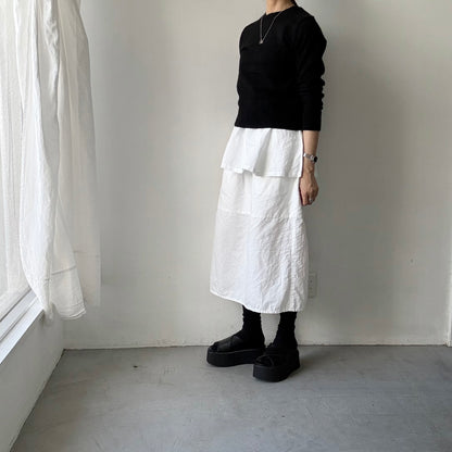 homspun  ワッフルノースリーブプルオーバー　ホワイト×ホワイト