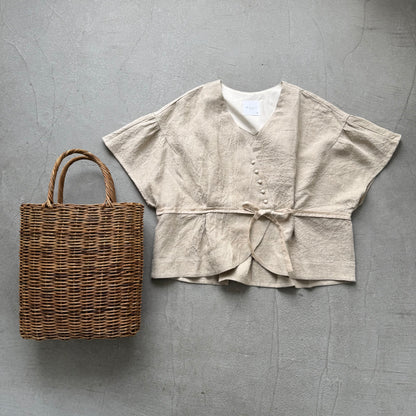 MAGALI  トリプルウォッシュリネンカシュクールジレ　ナチュラル