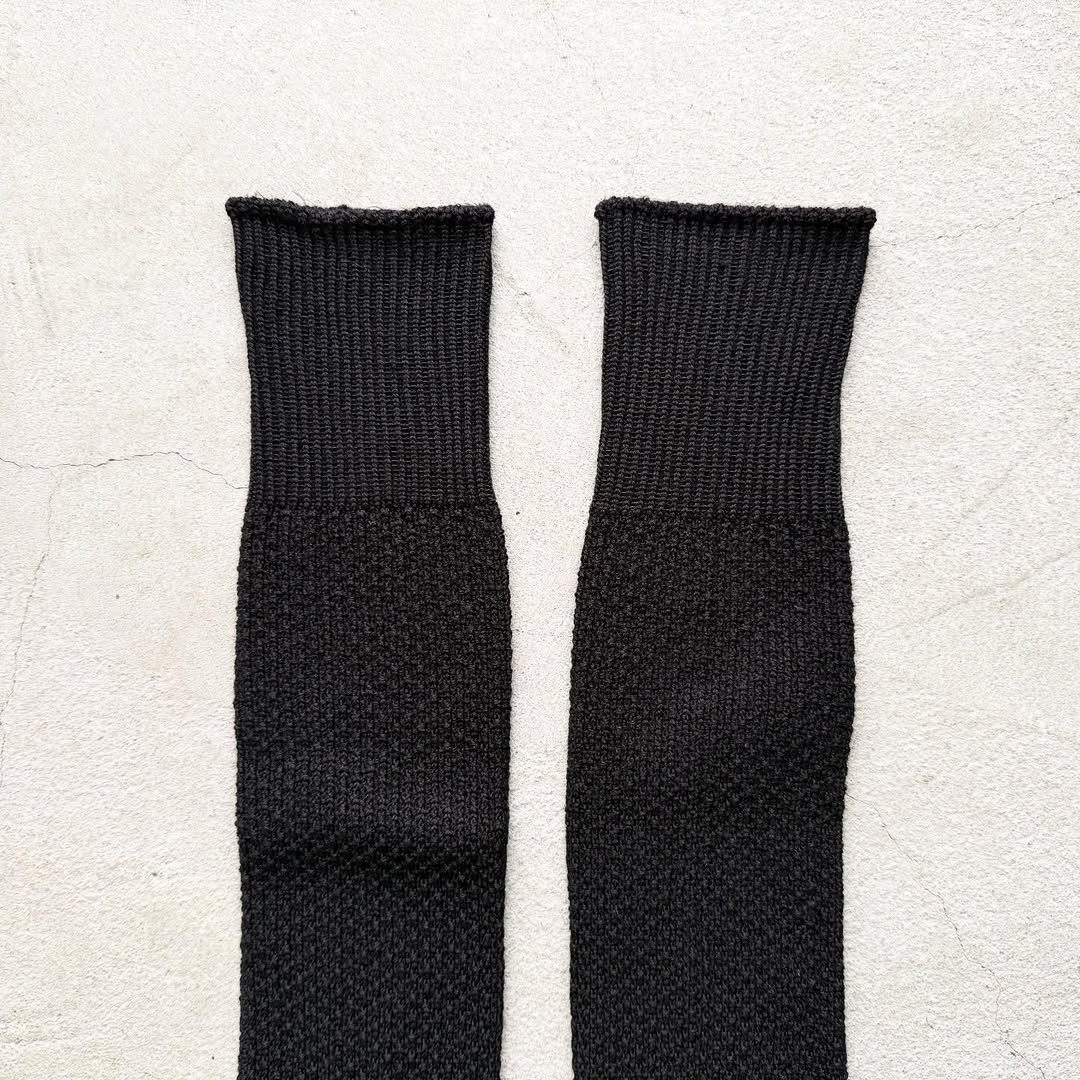 homspun コットンウールかのこ編みハイソックス　ブラック