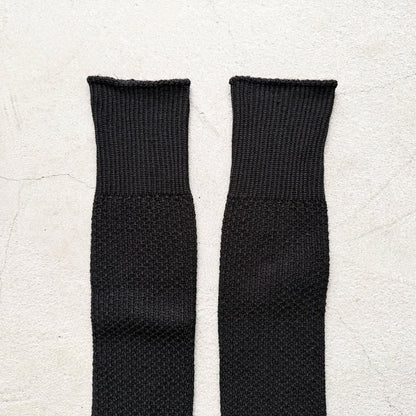 homspun コットンウールかのこ編みハイソックス　ブラック