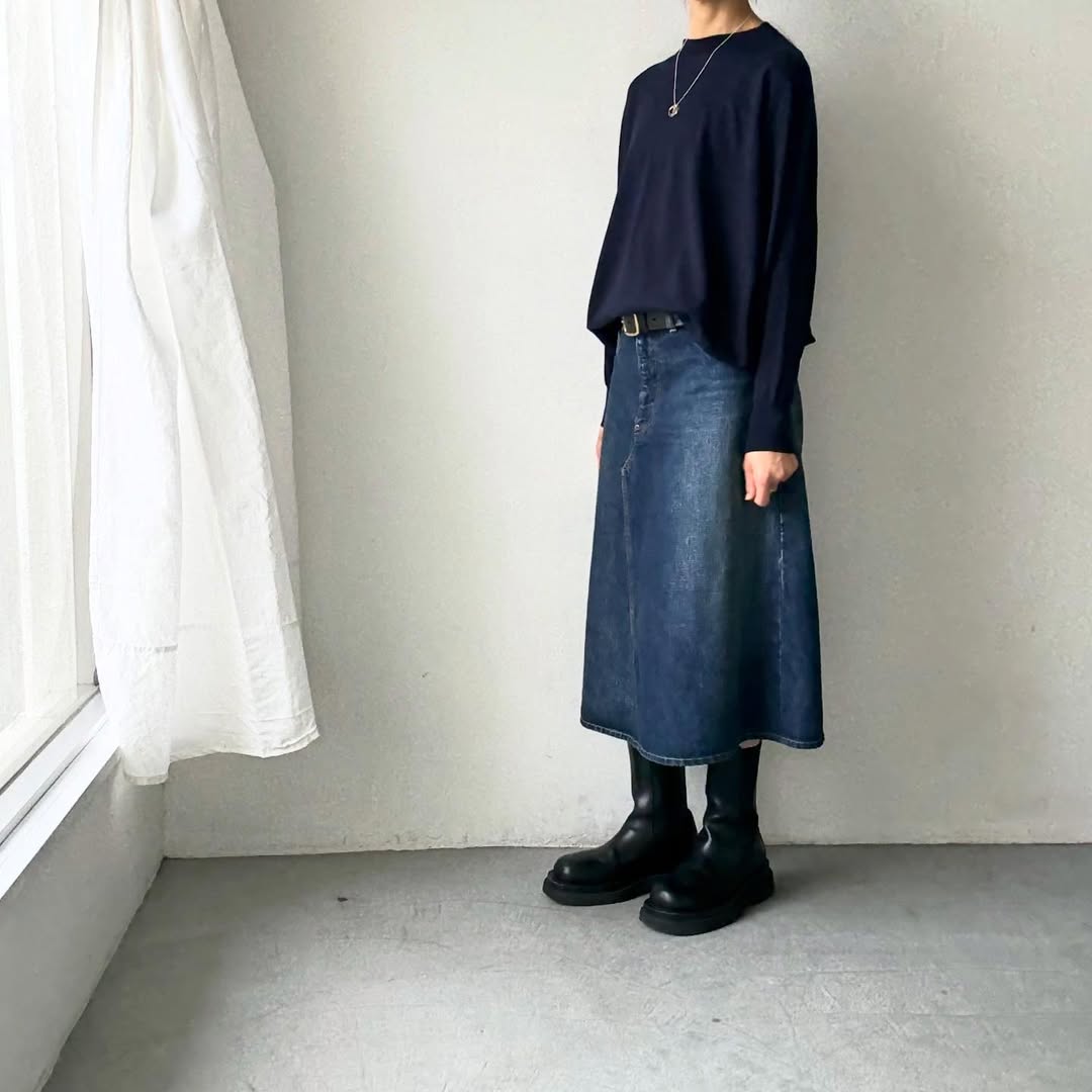 as it is   コットンオーバーニット　ネイビー