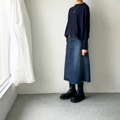as it is   コットンオーバーニット　ネイビー