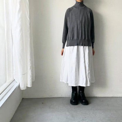 homspun ソフトコットンジップアップカーディガン　チャコールグレー