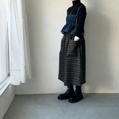 R&D.M.Co ウールタータンチェックストリングスカート
