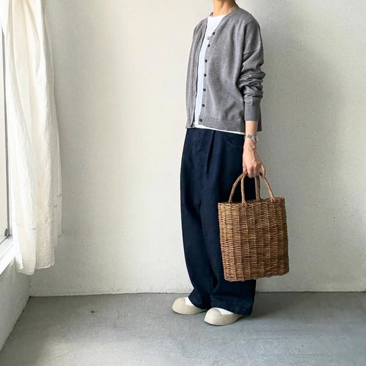 atelier naruse  コットンウールニットカーディガン　グレー