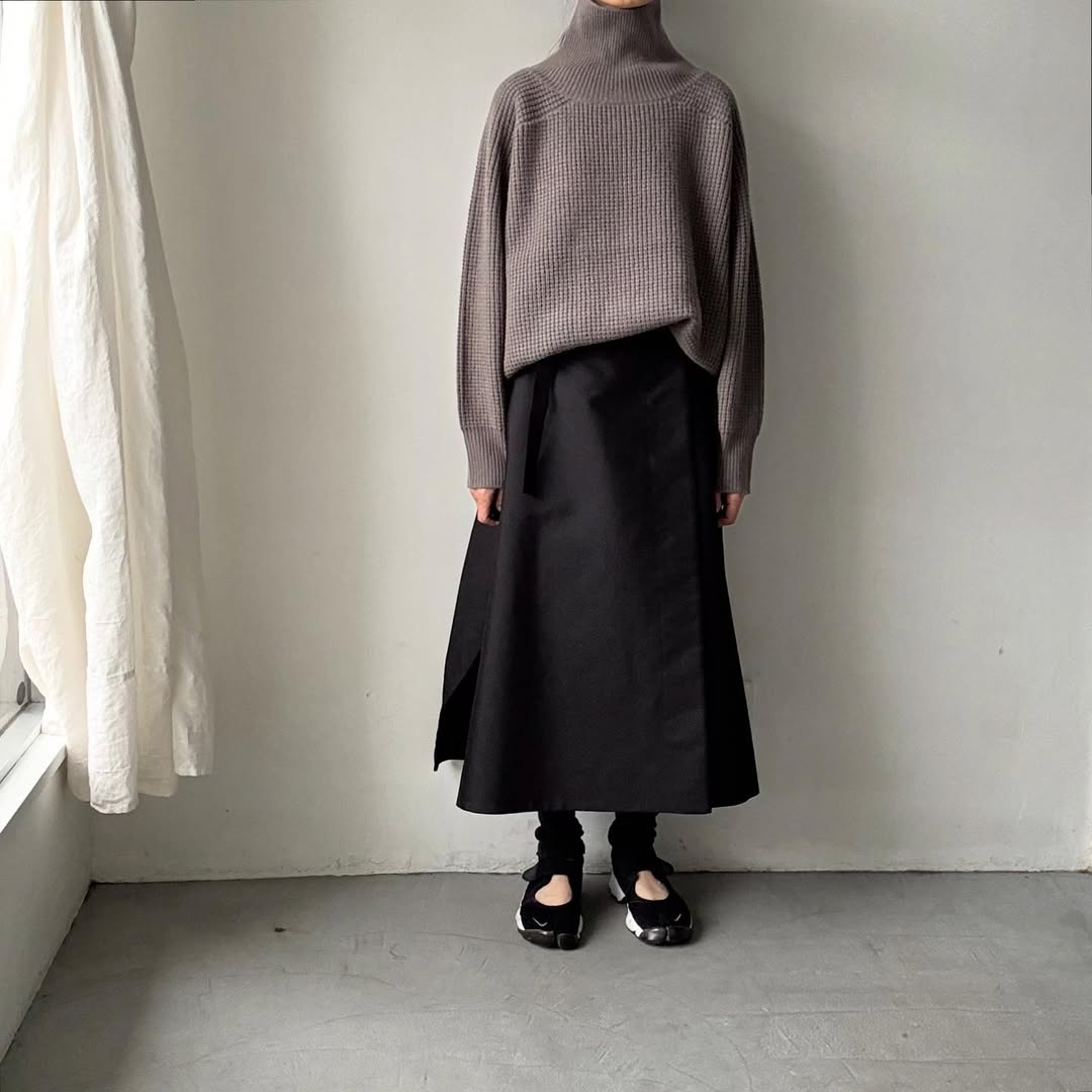 homspun メリノウールワッフル編みプルオーバー　グレー