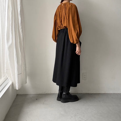 R&D.M.Co  コットンレーヨンシャツコールギャザースモックブラウス
