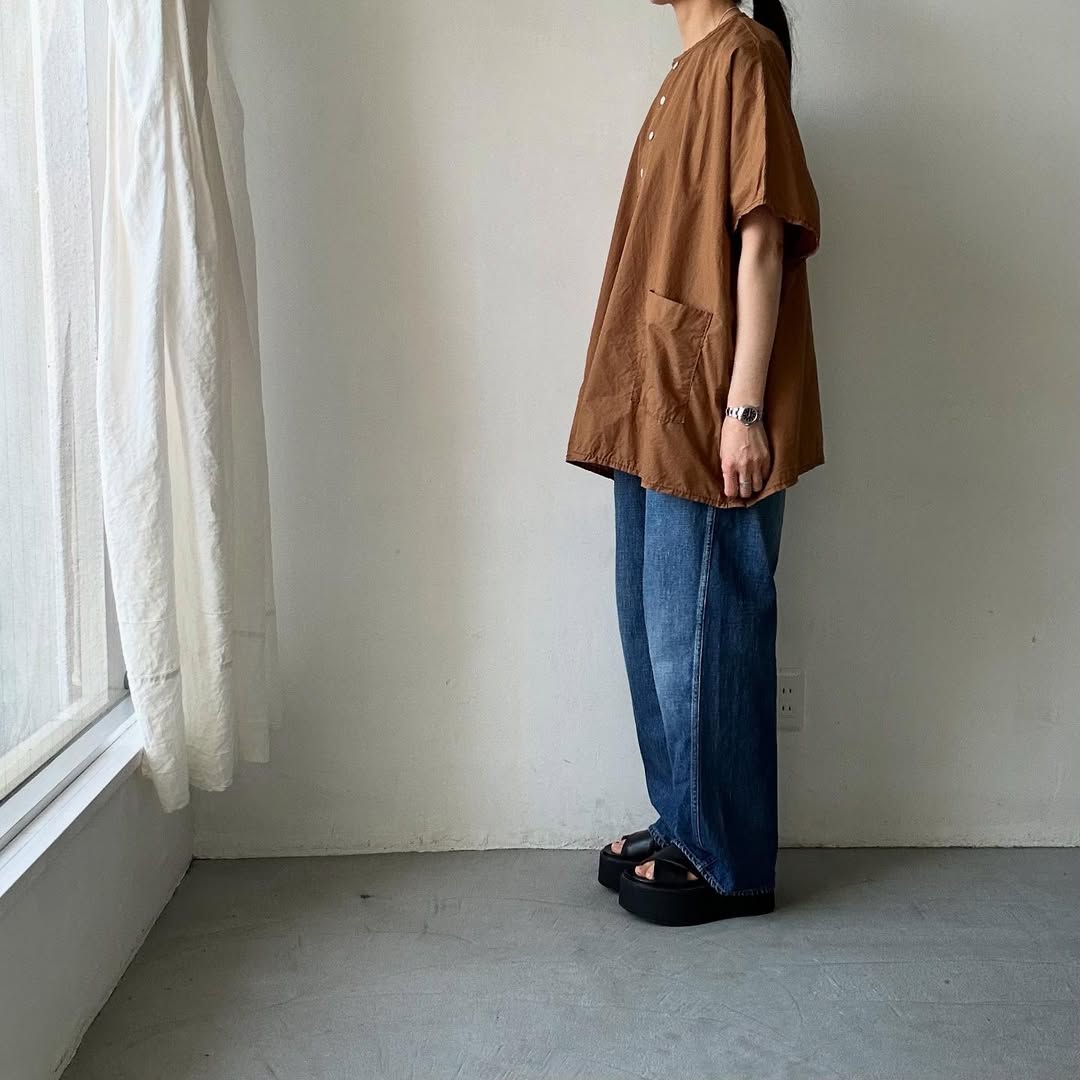 homspun コットンミニチェックビッグブラウス