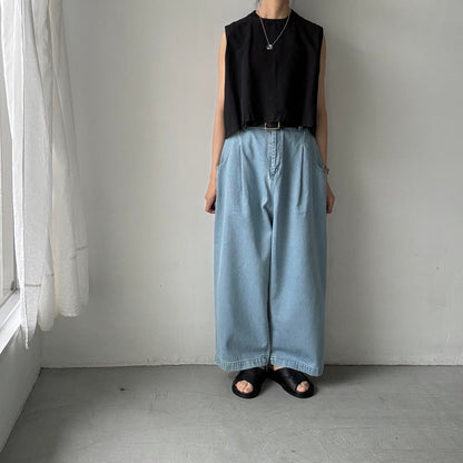 atelier naruse  コットンデニムワイドタックパンツ　size 1