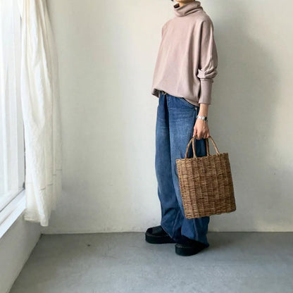 Linenya  コットンハイネックプルオーバー　ベージュ