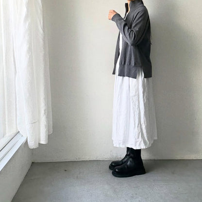 homspun ソフトコットンジップアップカーディガン　チャコールグレー